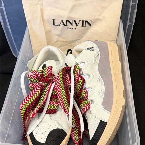 Lanvin Men’s Sneakers with Red and Green Laces size 42 US Size 9 - Picture 2 of 7